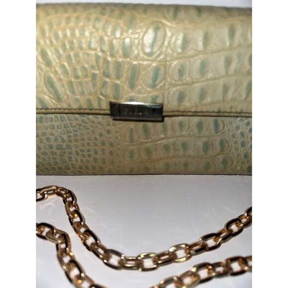 FURLA Light Green Genuine Leather Long Wallet Purse Used aftermarket chain incl - Picture 2 of 16